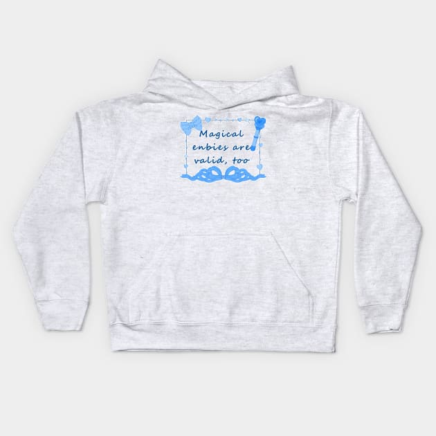 Magical Enbies - Blue Kids Hoodie by Rainy Day Dreams